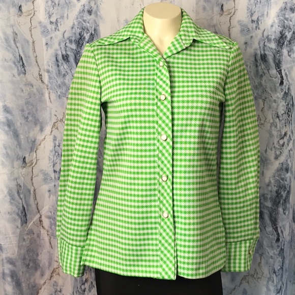 COVintage Bogart of Texas button down shirt pocket green white checkered medium - Picture 1 of 9